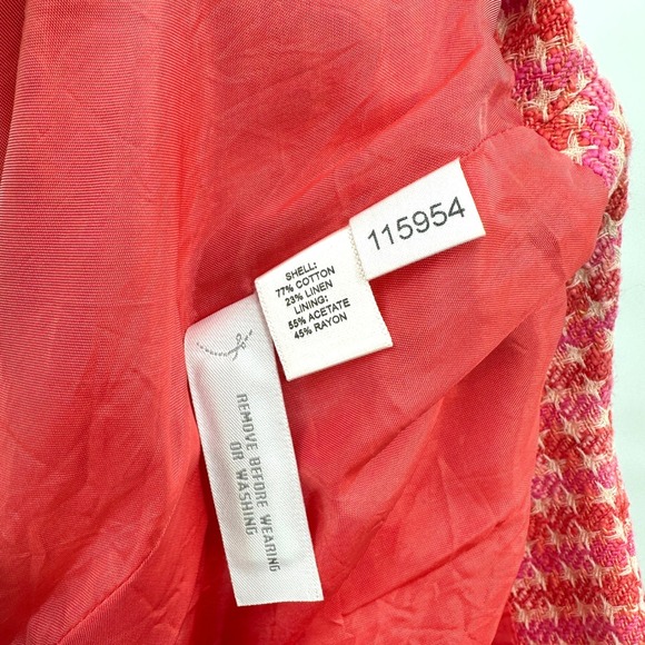 Orange & Pink Plaid Tweed A-Line Midi Skirt Size 8 Light Academia Collegiate Y2K - Picture 6 of 8